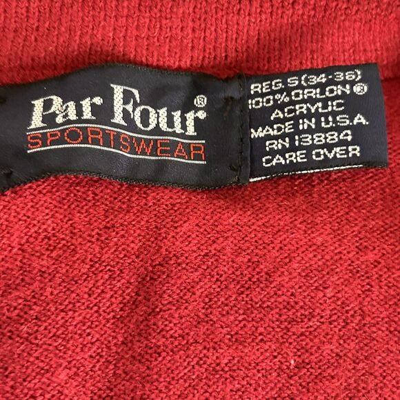 Vintage V-Neck Sweater Small Red Long Sleeve Knit Orlon Acrylic USA Par Four - Picture 6 of 9
